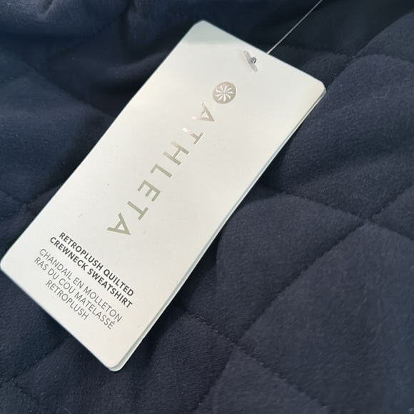 NWT! Athleta Navy Blue Retroplush Quilted Crewneck Sweatshirt- Size XS - Picture 6 of 6